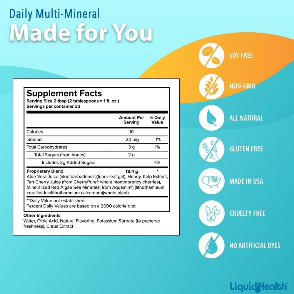LiquidHealth Optimum Joint Glucosamine Chondroitin & Daily Multi Mineral Liquid Multivitamin Bundle - Sea Trace Minerals, Bone & Joint Health, Immune Support - Vegan & Non-GMO Formula for Men & Women