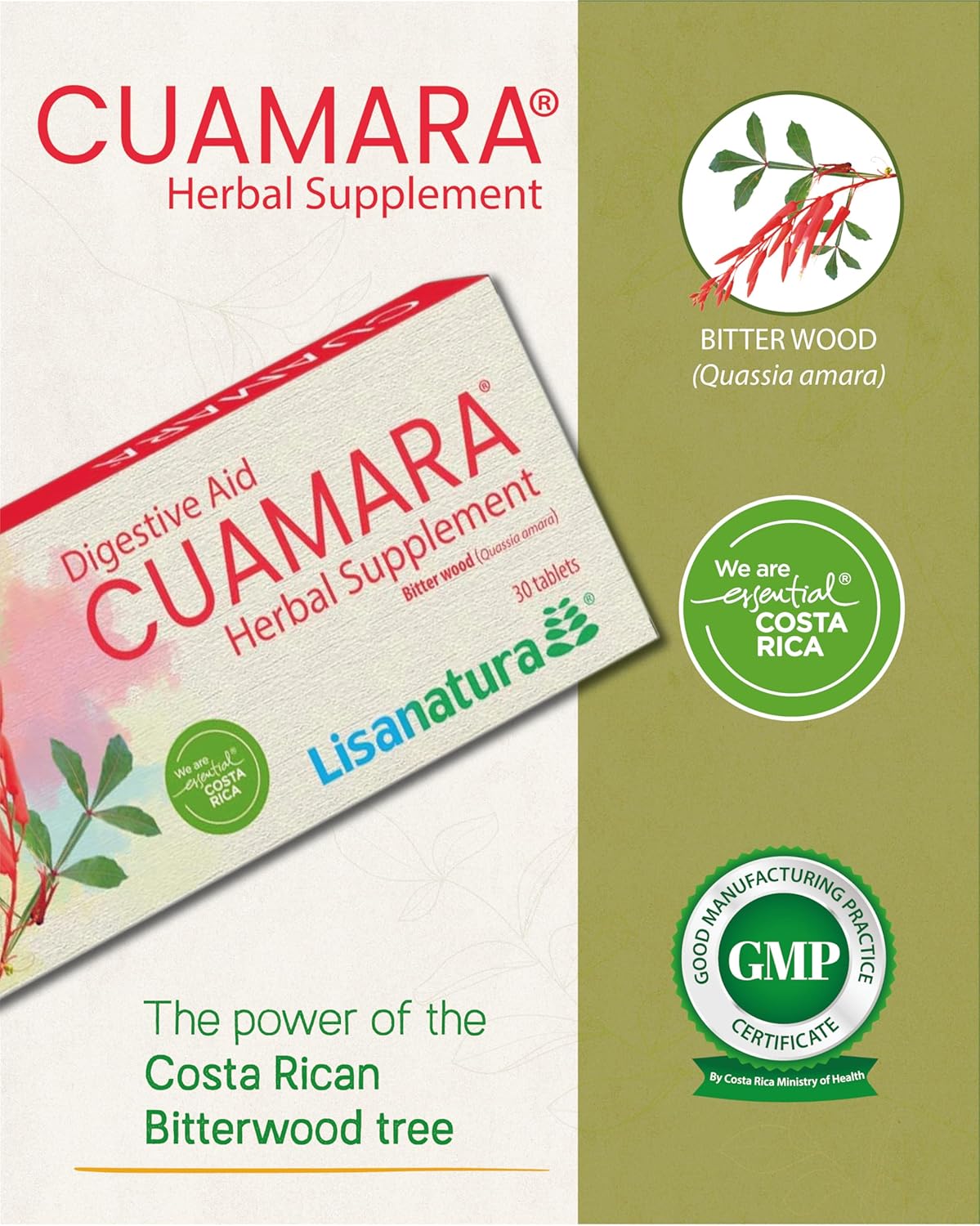 Lisanatura Cuamara Herbal Supplement: 30 Tablets - Sugar, Gluten, & Lactose Free