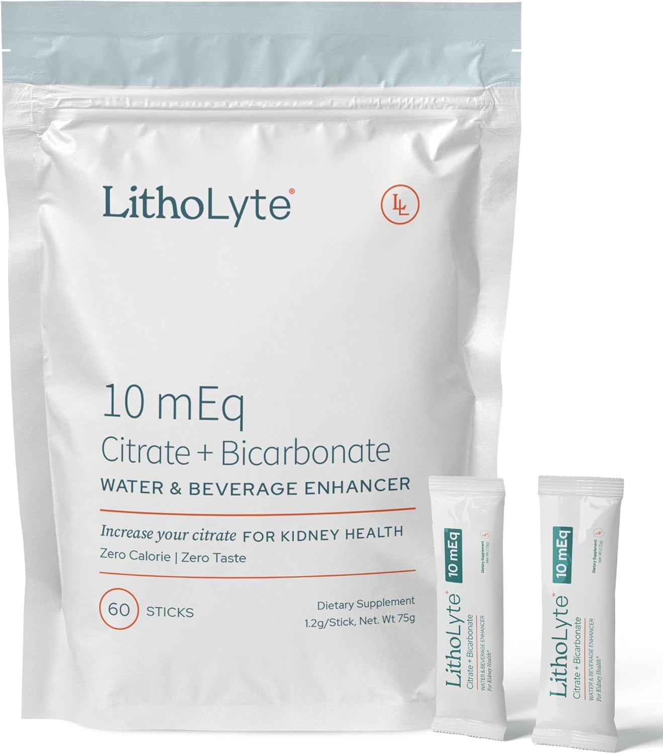 LithoLyte Kidney Health Water Enhancer 10 mEq by Urologists - 60 Sticks