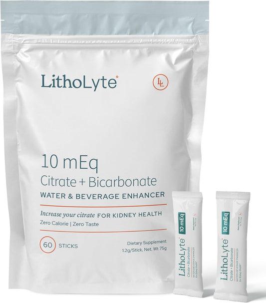 LithoLyte Kidney Health Water Enhancer 10 mEq by Urologists - 60 Sticks