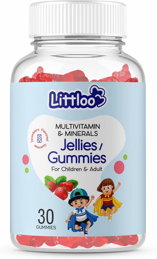 LITTLOO Kids Multivitamin Gummies - 30 Strawberry Flavoured Gummies for Improved Energy and Immunity - Essential Daily Nutrition Pack
