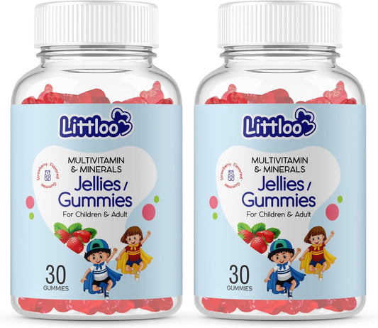 LITTLOO Kids Multivitamin Gummies: 60 Strawberry Flavoured Gummies for Energy & Immunity