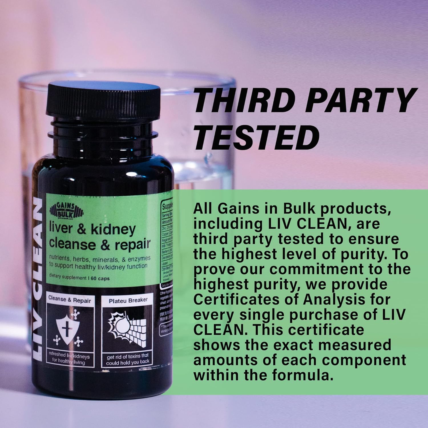 LIV Clean Liver and Kidney Cleanse & Repair Supplement | Supports Healthy Function | Beet Fiber Capsules | 60 Vegetarian Capsules | Gains in Bulk