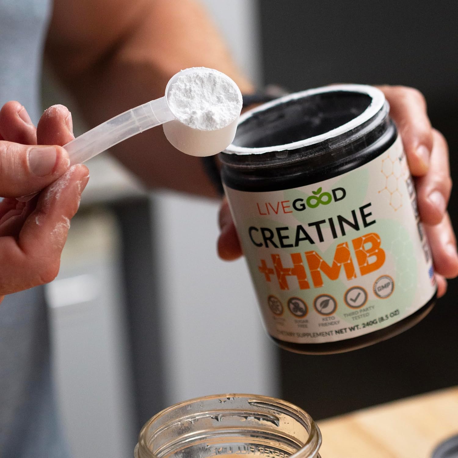 LIVEGOOD™ Creatine Plus HMB Supplement - Boost Muscle Strength & Recovery with 3g HMB - 8.5oz Jar
