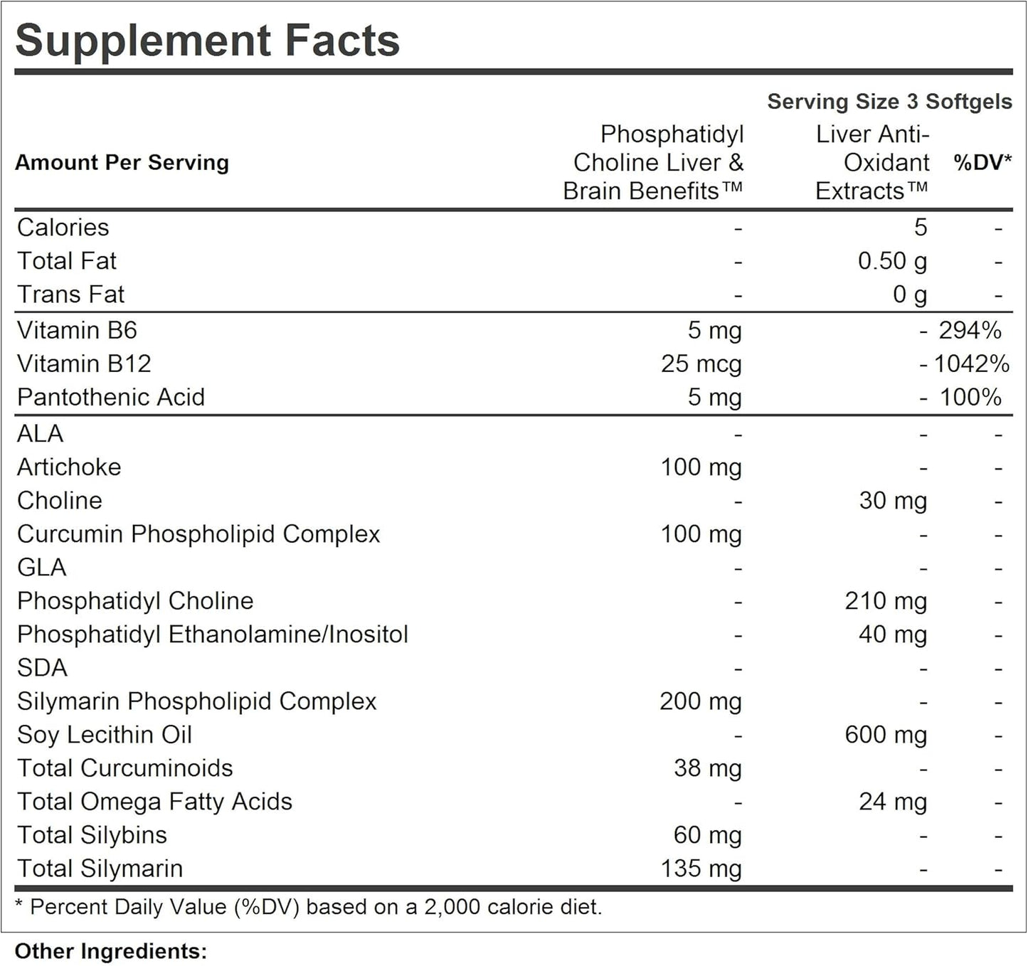 Liver and Brain Support Kit: 600 Capsules - Phosphatidyl Choline, Milk Thistle, Artichoke, Curcumin - Antioxidant Extracts for Healthy Liver and Brain
