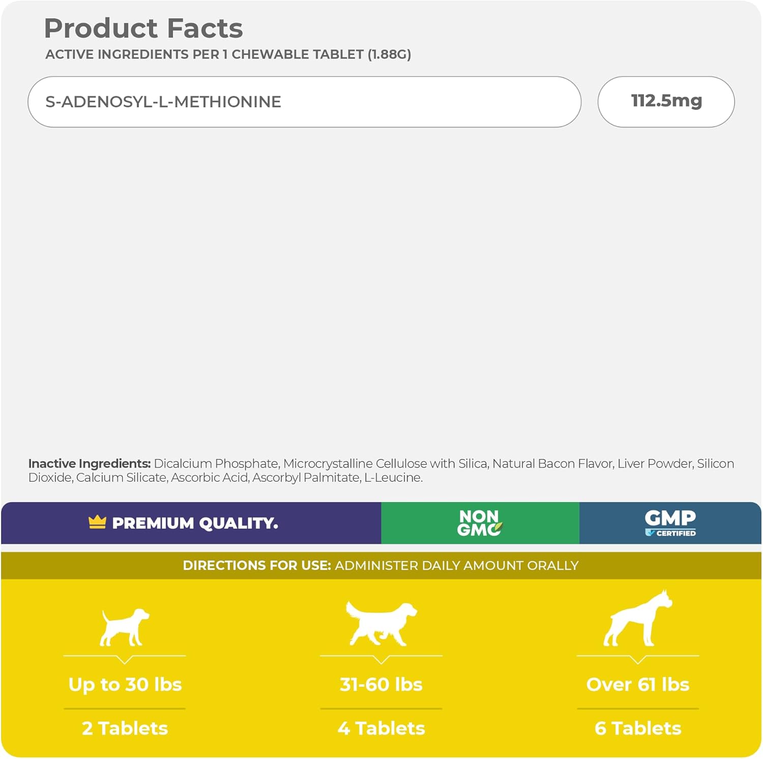 Liver and Brain Support Supplement for Dogs - 120 Chewable Tablets - S-Adenosyl-L-Methionine Formula - Promotes Cognitive Function and Liver Health