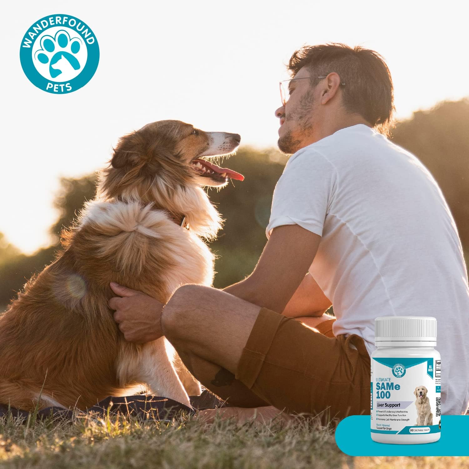 Liver & Brain Support Supplement for Dogs - Same S-Adenosyl-L-Methionine Hepatic Formula - Bacon Flavored Chewable Tablets - 30 Count