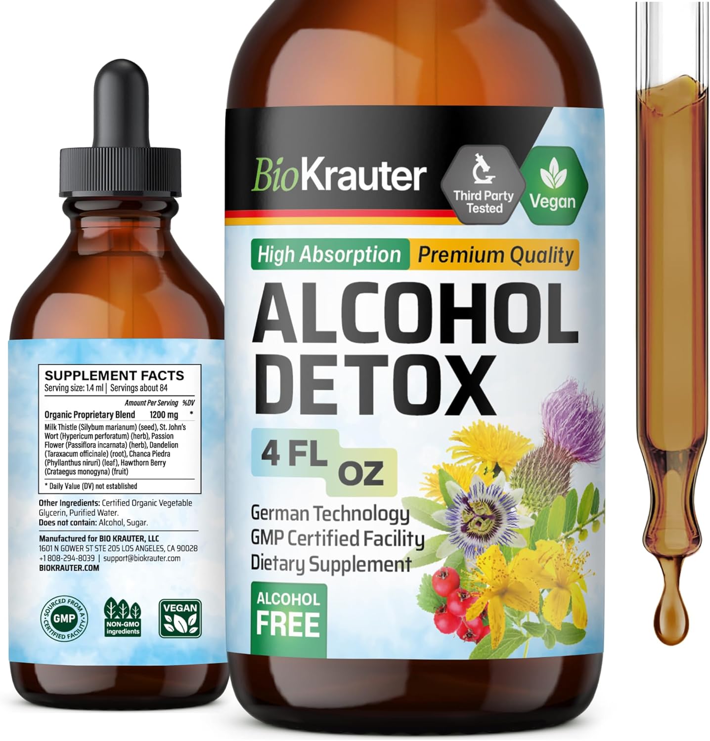 Liver Cleanse Alcohol Detox Tincture - Milk Thistle & Dandelion Formula - Vegan Liquid Extract - 4 Fl.Oz.