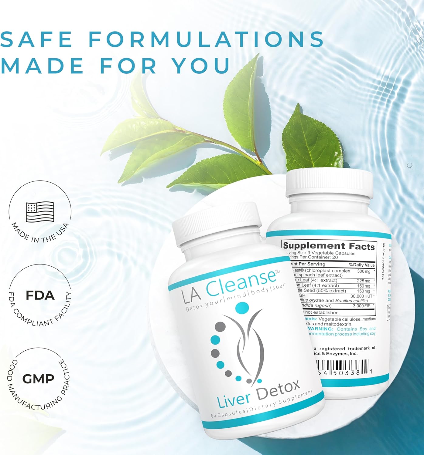 Liver Cleanse Detox Capsules - 60 ct, 300mg Solarplast Spinach Leaf Extract, Artichoke Leaf, Milk Thistle Seed for Detox & Digestion