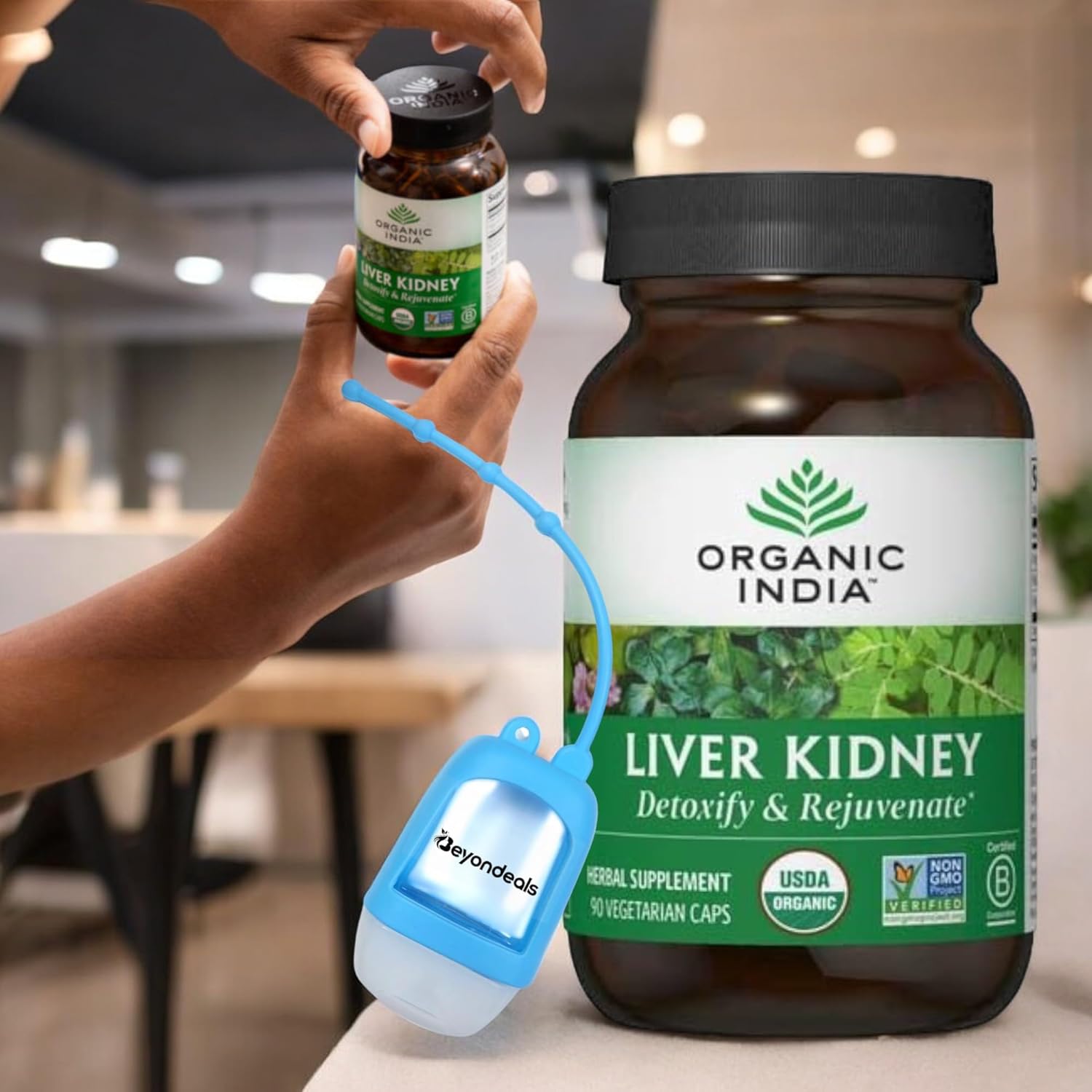 Liver Cleanse Detox Capsules with Turmeric & Herbal Supplements - Vegan Bundle with Hand Sanitizer Dispenser [90 Capsules, Pack of 3]