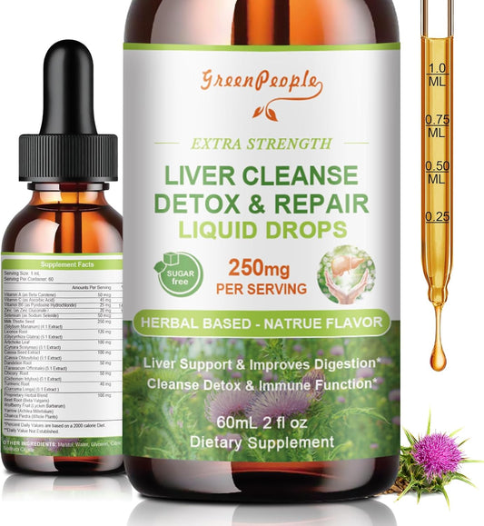 Liver Cleanse Detox Drops - Liver Supplement with Milk Thistle, Artichoke, and Dandelion - 16x Potent Herb-Nutrients - 2Fl Oz