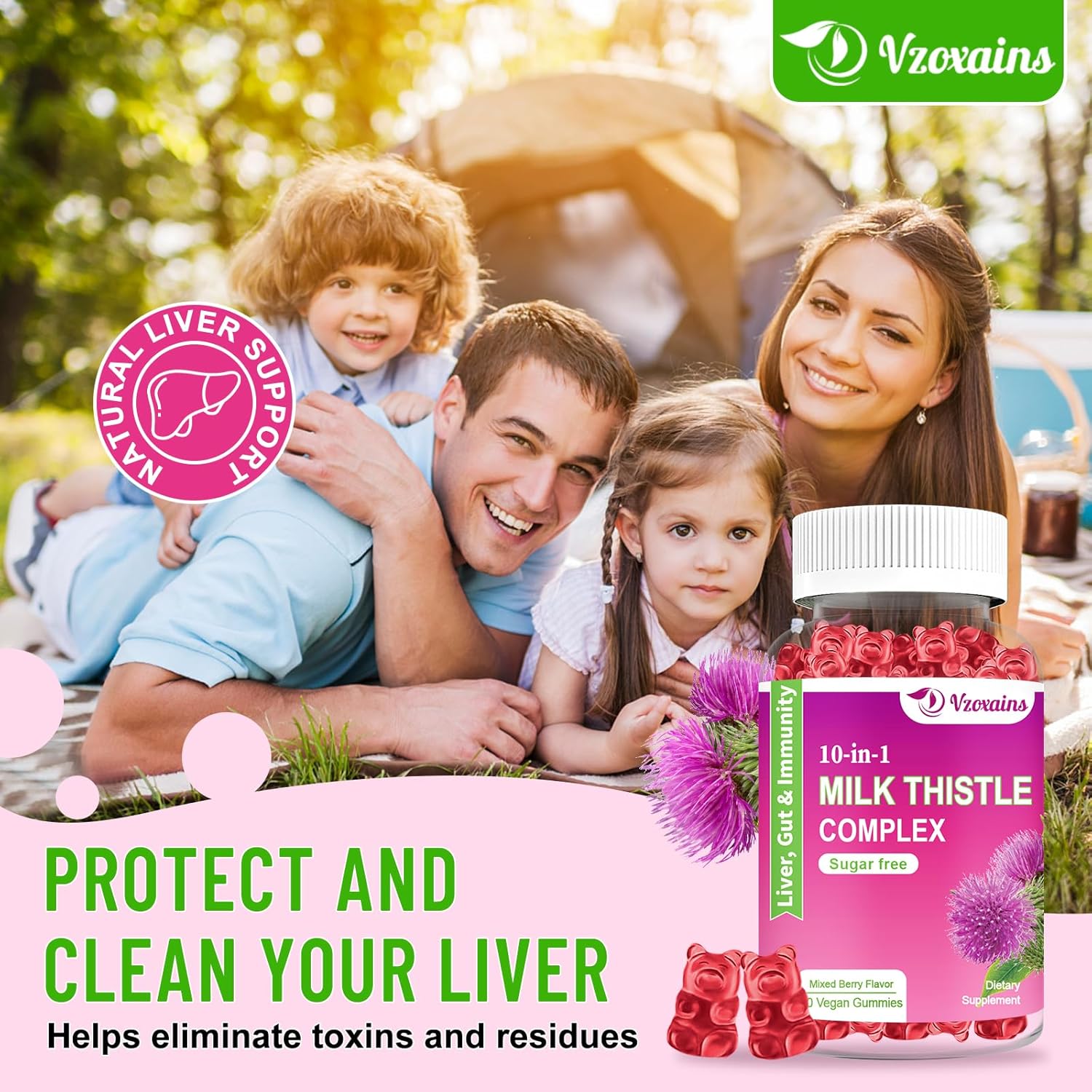 Liver Cleanse Detox Gummies with Milk Thistle, Dandelion Root, Turmeric, Artichoke - 10-in-1 Herbal Formula for Optimal Liver Function - Mixed Berry Flavor - Digestive Health Support