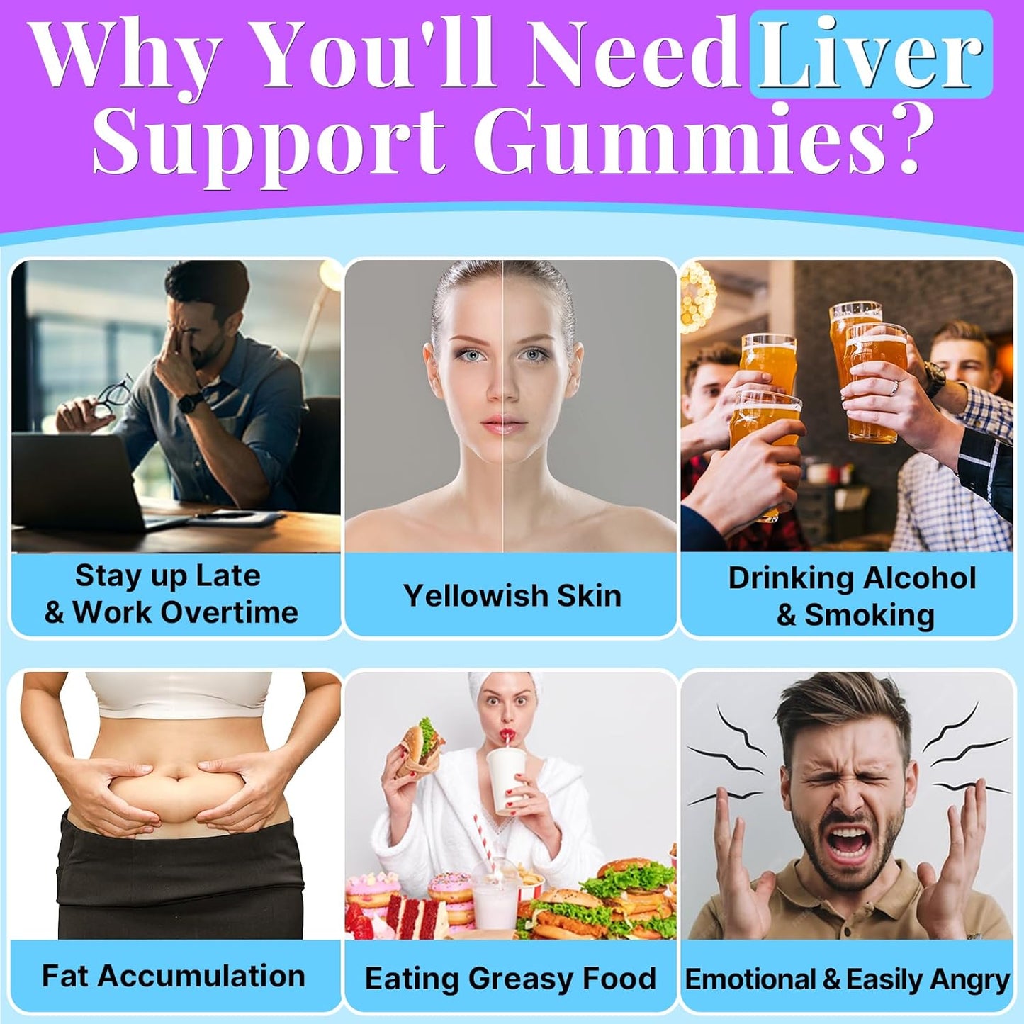 Liver Cleanse Detox Gummies with Milk Thistle, Turmeric, Dandelion Root & Artichoke - 3000mg Liver Support & Renewal, Antioxidant, Gut & Skin Health - 60 Fruit Flavor Gummies