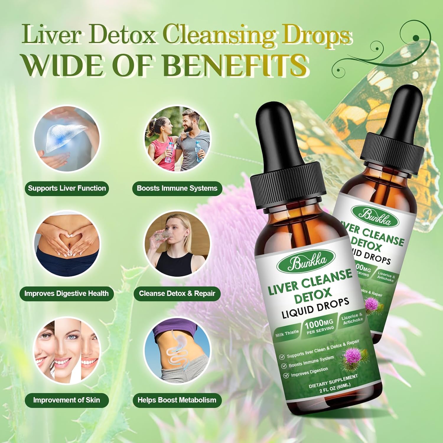 Liver Cleanse & Detox Liquid Drops - Milk Thistle with Dandelion & Licorice - Liver Health Support Tincture 4 Fl Oz