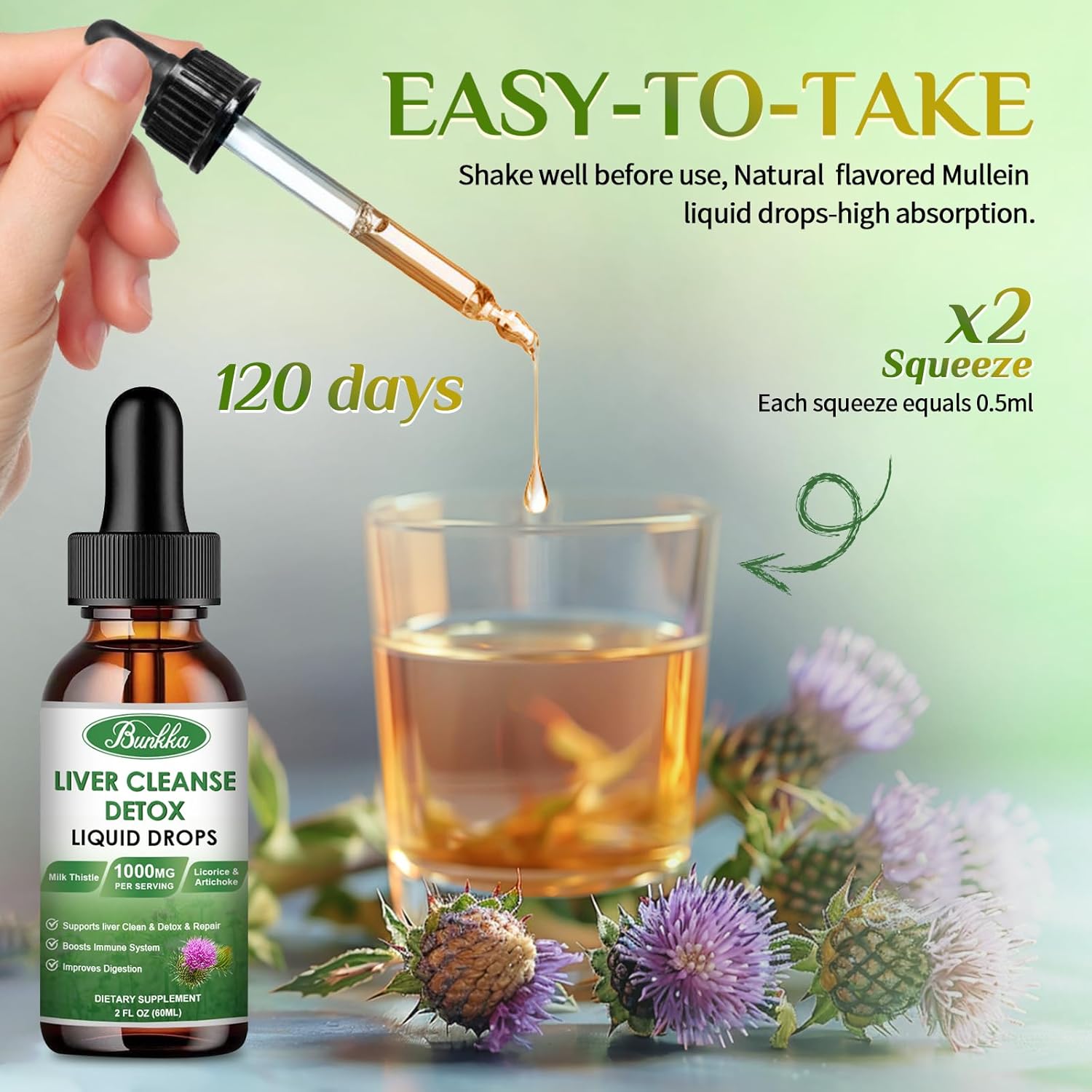 Liver Cleanse & Detox Liquid Drops - Milk Thistle with Dandelion & Licorice - Liver Health Support Tincture 4 Fl Oz
