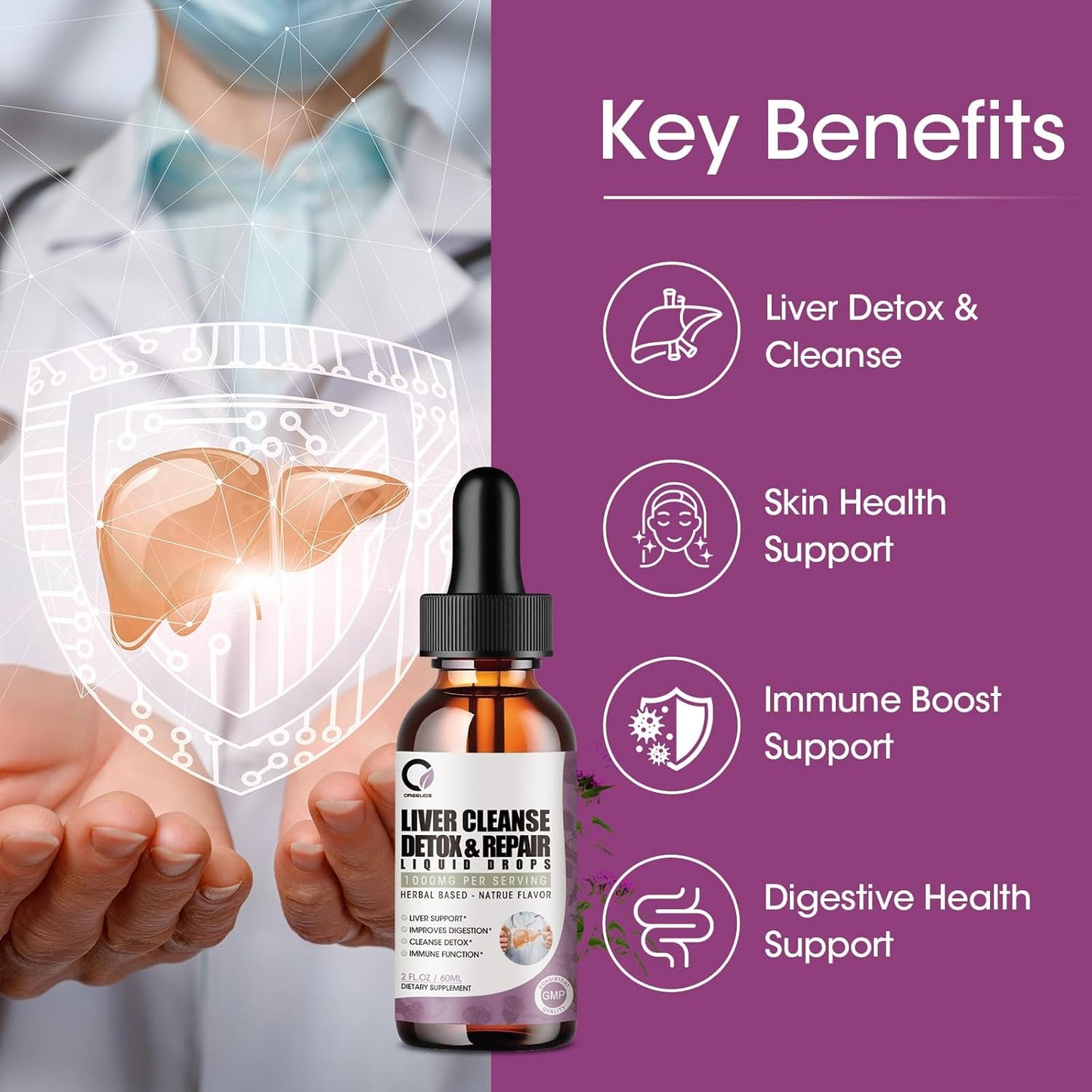Liver Cleanse Detox Liquid Drops 2 Pack with Milk Thistle, Artichoke Extract - Liver Supplement for Detox, Repair, Antioxidant, Vegan - 4 Fl Oz