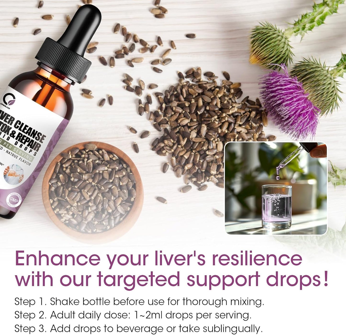 Liver Cleanse Detox Liquid Drops 2 Pack with Milk Thistle, Artichoke Extract - Liver Supplement for Detox, Repair, Antioxidant, Vegan - 4 Fl Oz