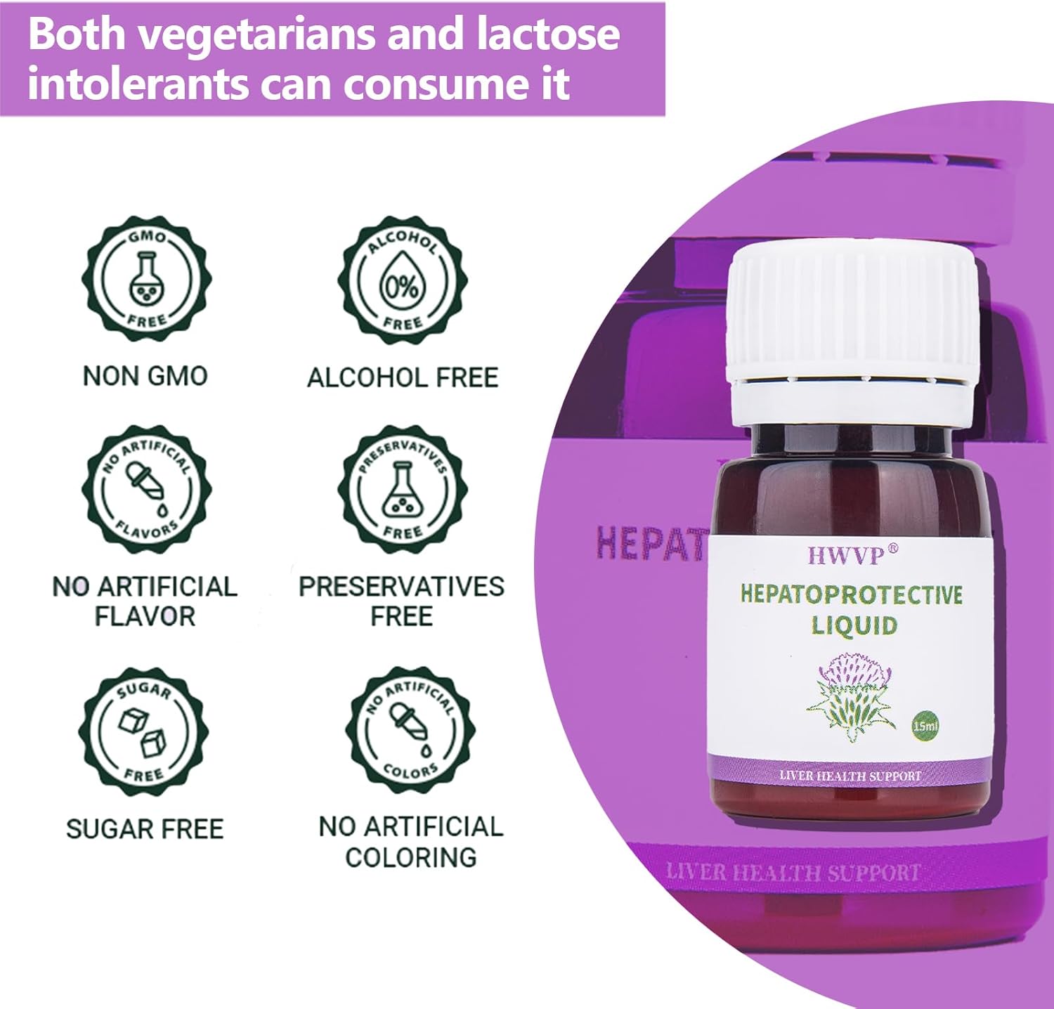 Liver Cleanse Detox Liquid with Milk Thistle - 15 Bottles, 7.5 FI oz Liver Protection Drops with Silymarin and FDP Cell Energy for Liver Repair and Detoxification