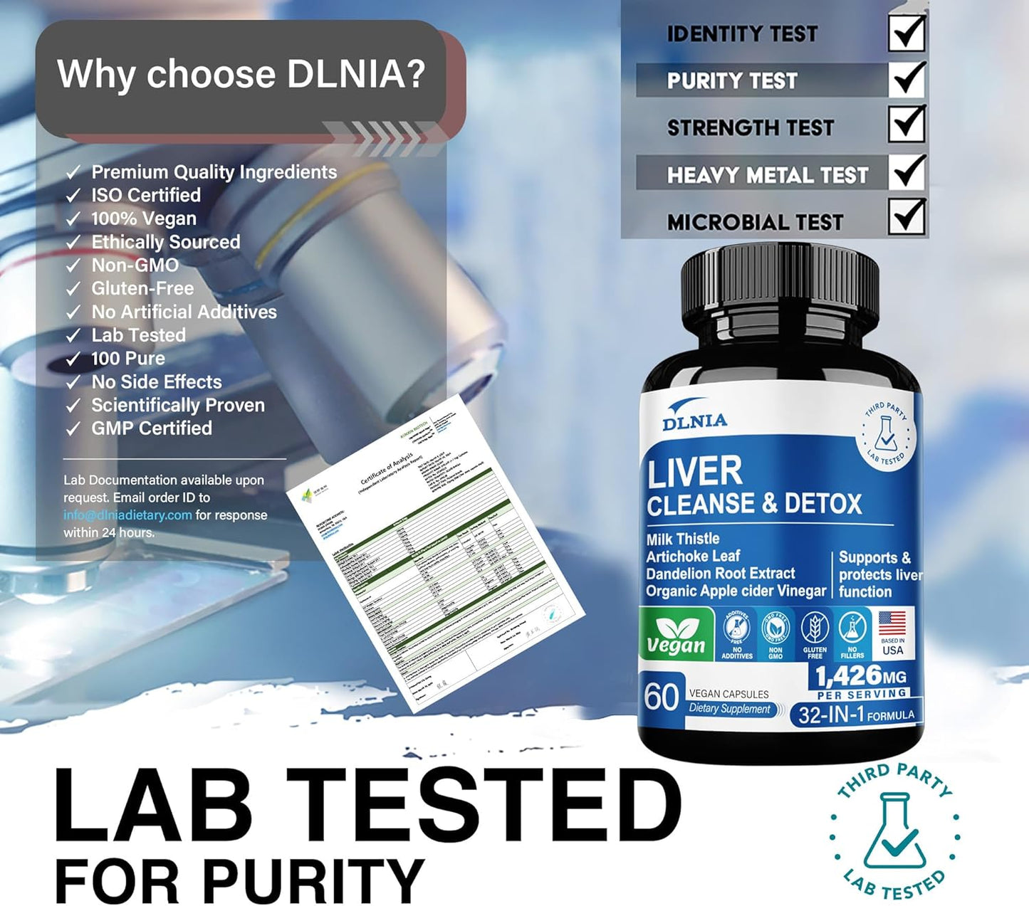 Liver Cleanse Detox & Repair Formula with Apple Cider Vinegar, Milk Thistle, Artichoke, Dandelion - Non-GMO Vegan Liver Support Supplement
