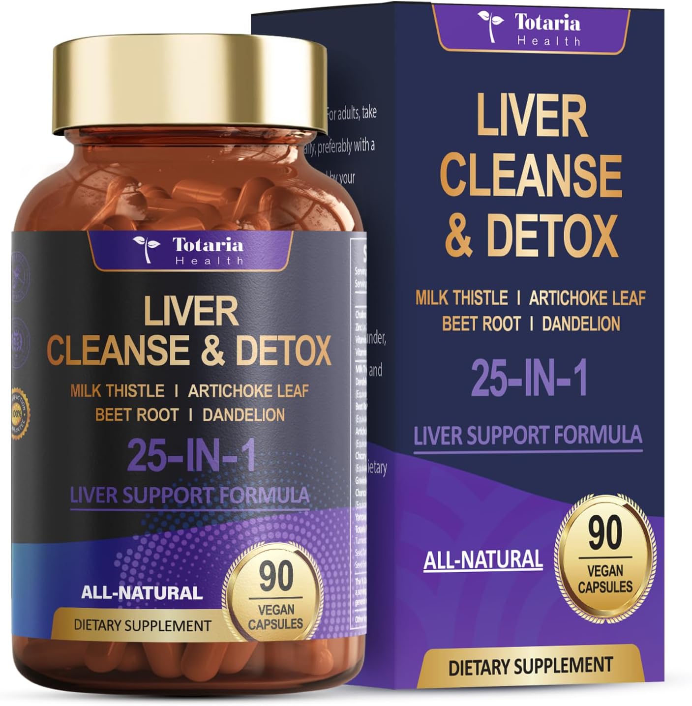 Liver Cleanse Detox & Repair Supplement with Milk Thistle, Dandelion Root, Beetroot - 90 Vegan Capsules - Liver Health Support