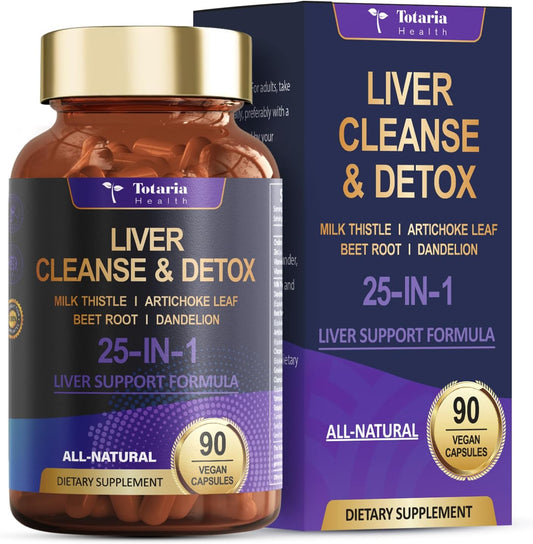 Liver Cleanse Detox & Repair Supplement with Milk Thistle, Dandelion Root, Beetroot - 90 Vegan Capsules - Liver Health Support