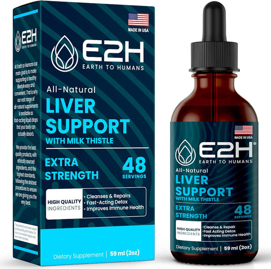 Liver Cleanse Detox & Repair Supplement with Milk Thistle, Artichoke, Dandelion Root - Herbal Liver Support - 2 Fl Oz by E2H