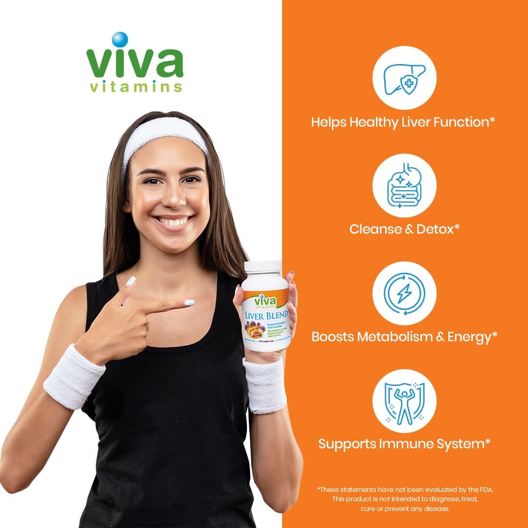 Liver Cleanse Detox & Repair Supplement with Milk Thistle & Artichoke Extract - Viva Vitamins Liver Blend for Optimal Liver Support, Vegan, Gluten Free, Non-GMO, 90 Veggie Caps