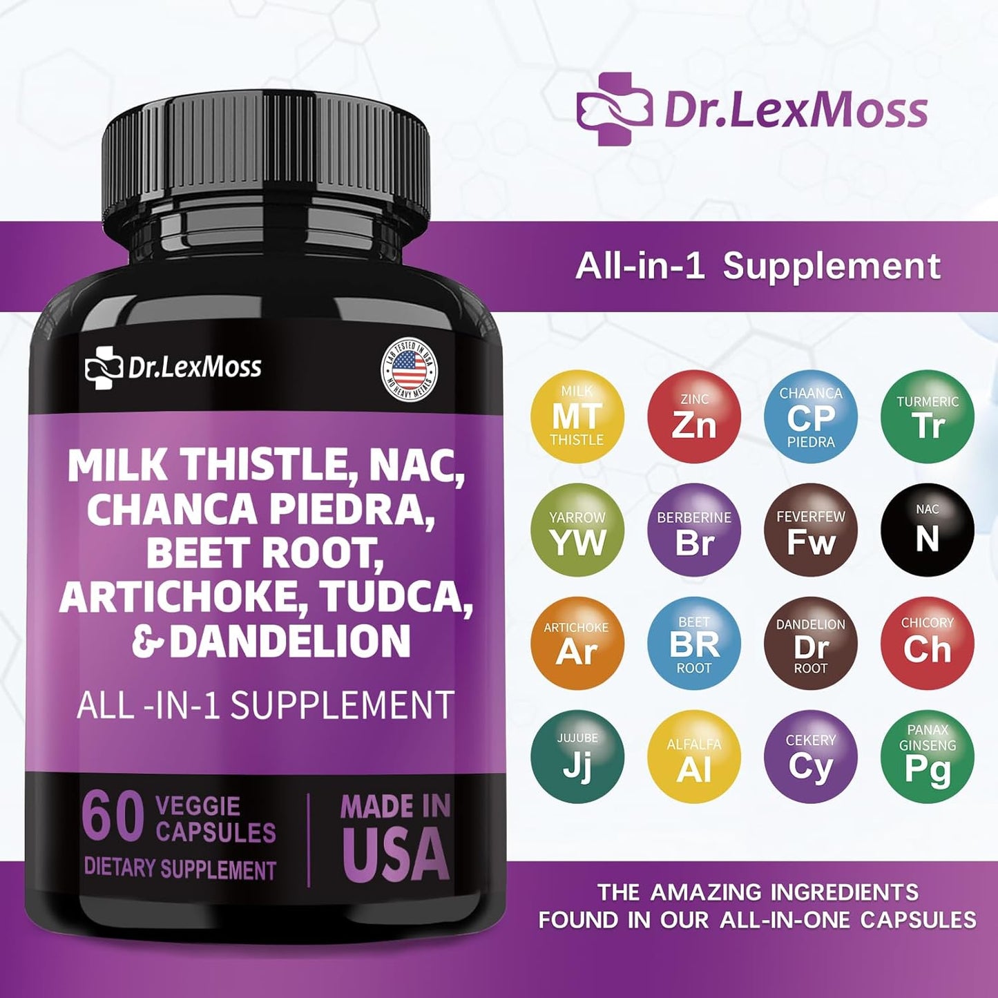 Liver Cleanse Detox & Repair Supplement with Milk Thistle, Chanca Piedra, Artichoke, Beet Root, Dandelion Root - 60 Capsules
