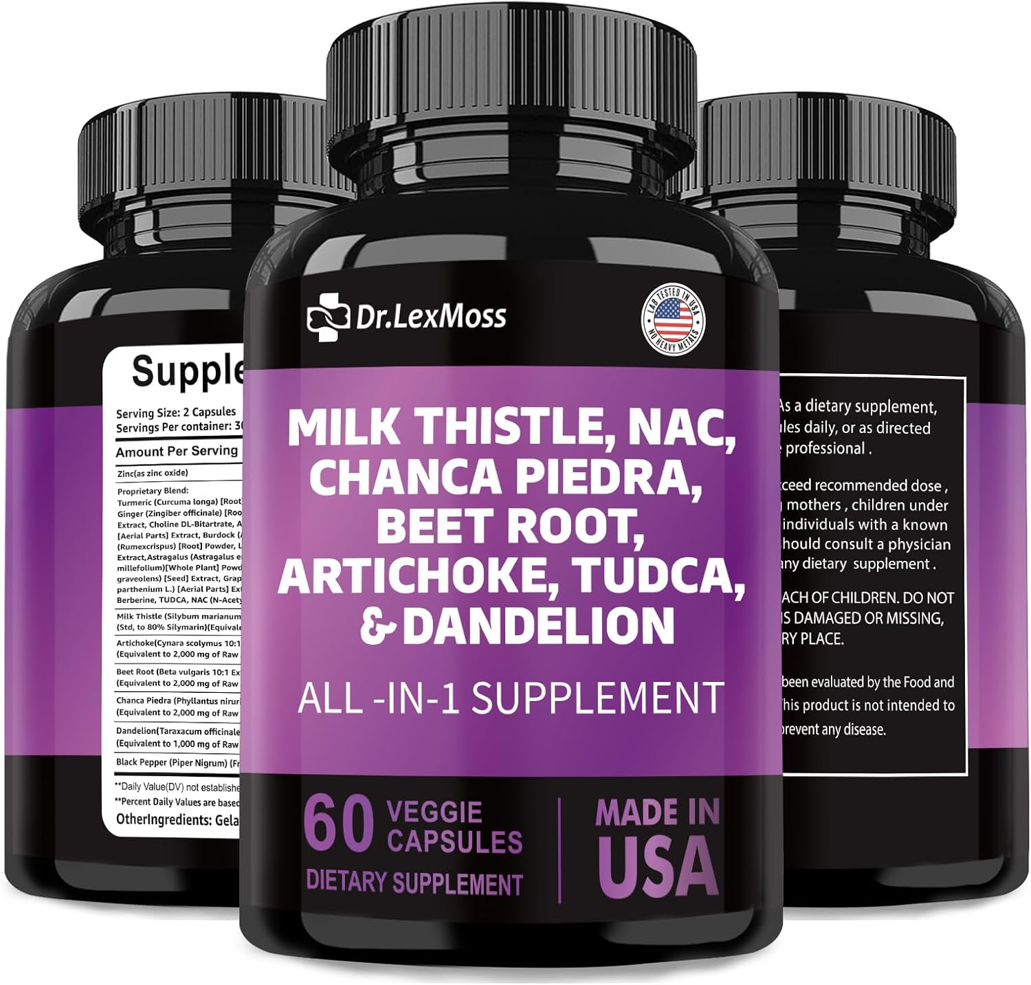 Liver Cleanse Detox & Repair Supplement with Milk Thistle, Chanca Piedra, Artichoke, Beet Root, Dandelion Root - 60 Capsules