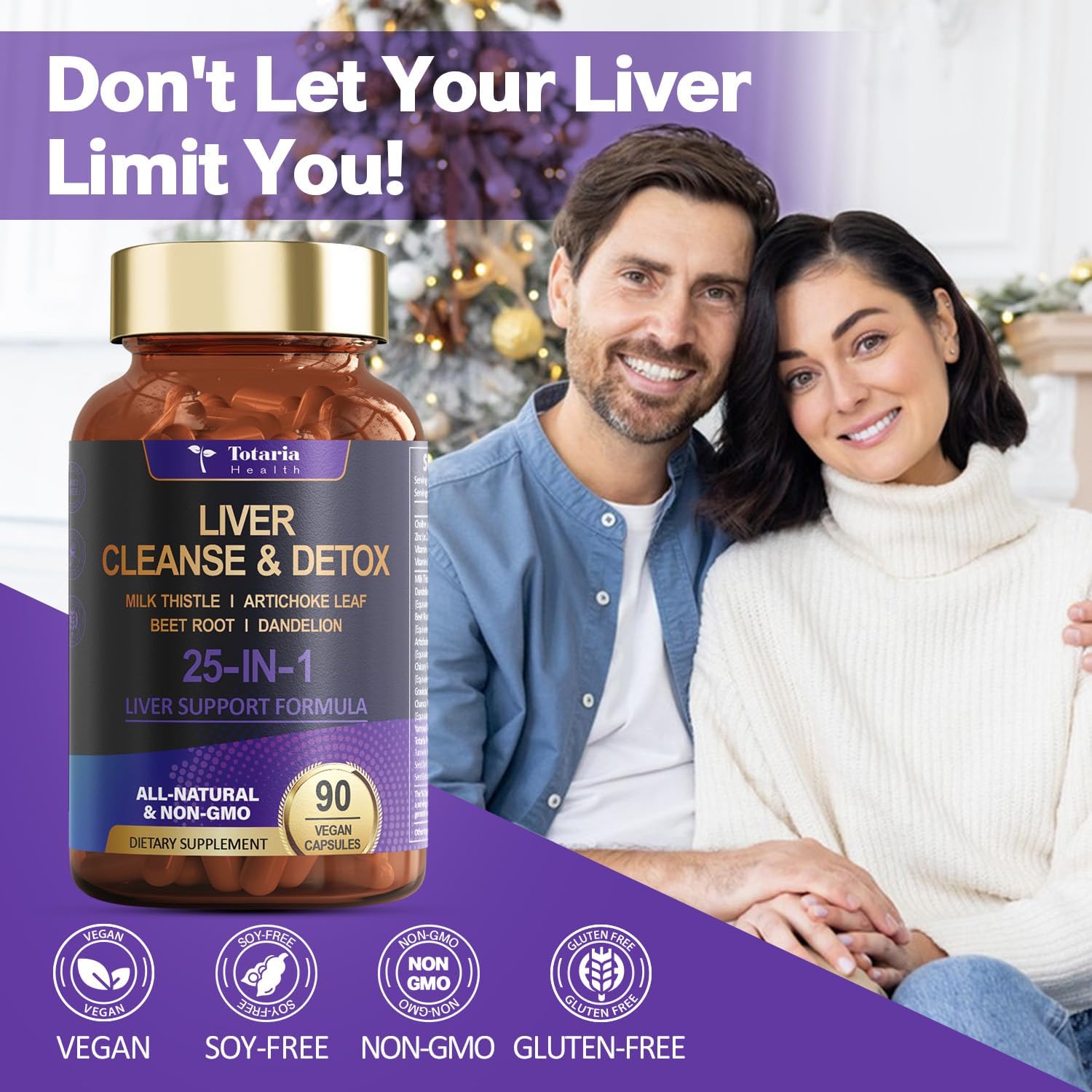 Liver Cleanse Detox & Repair Supplement with Milk Thistle, Dandelion Root, Beetroot - 90 Vegan Capsules - Liver Health Support