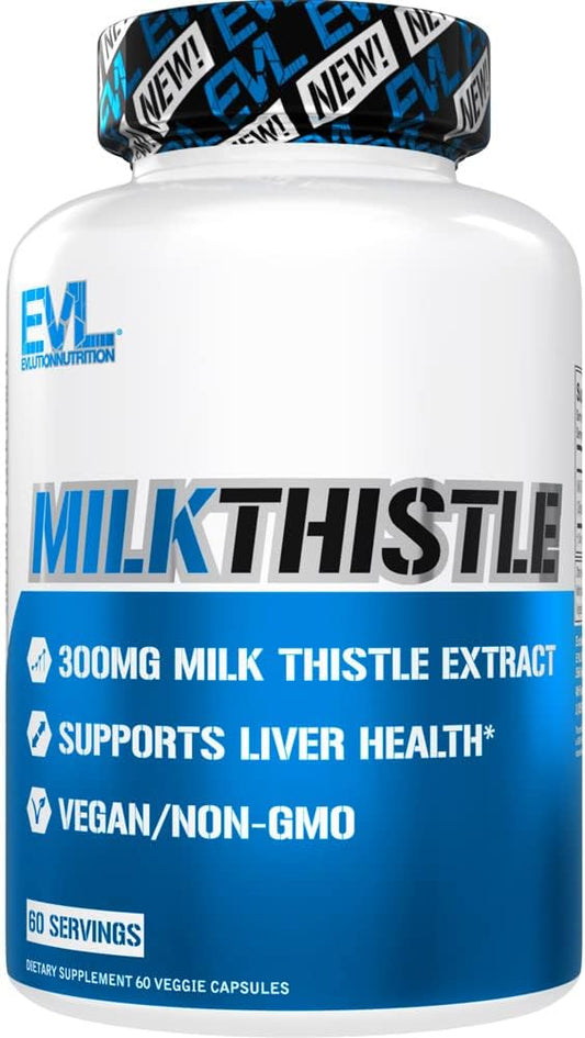 Liver Cleanse Detox & Repair Supplement with Silymarin Milk Thistle Extract - 60 Non-GMO Capsules for Herbal Liver Support by Evlution