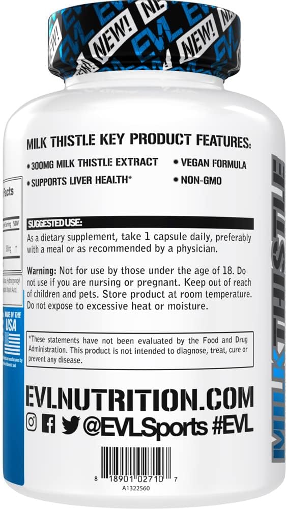 Liver Cleanse Detox & Repair Supplement with Silymarin Milk Thistle Extract - 60 Non-GMO Capsules for Herbal Liver Support by Evlution