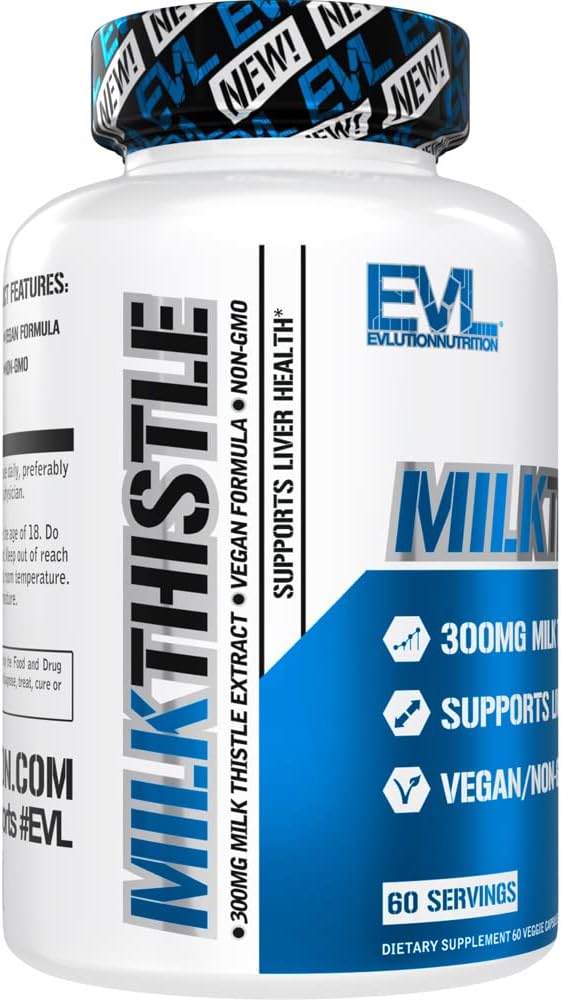 Liver Cleanse Detox & Repair Supplement with Silymarin Milk Thistle Extract - 60 Non-GMO Capsules for Herbal Liver Support by Evlution