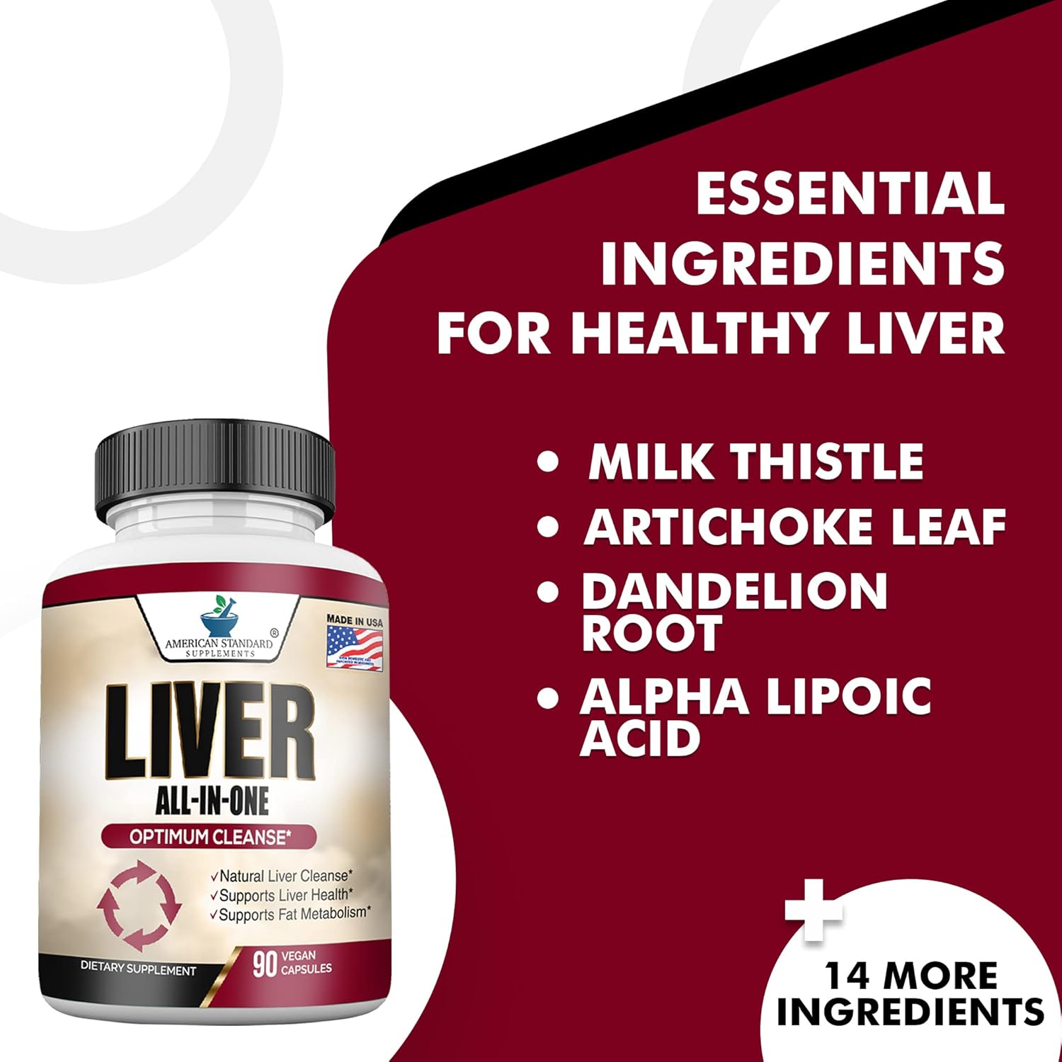 Liver Cleanse & Detox Supplement with Milk Thistle, Artichoke, Dandelion, Turmeric - Liver Support for Detox and Health