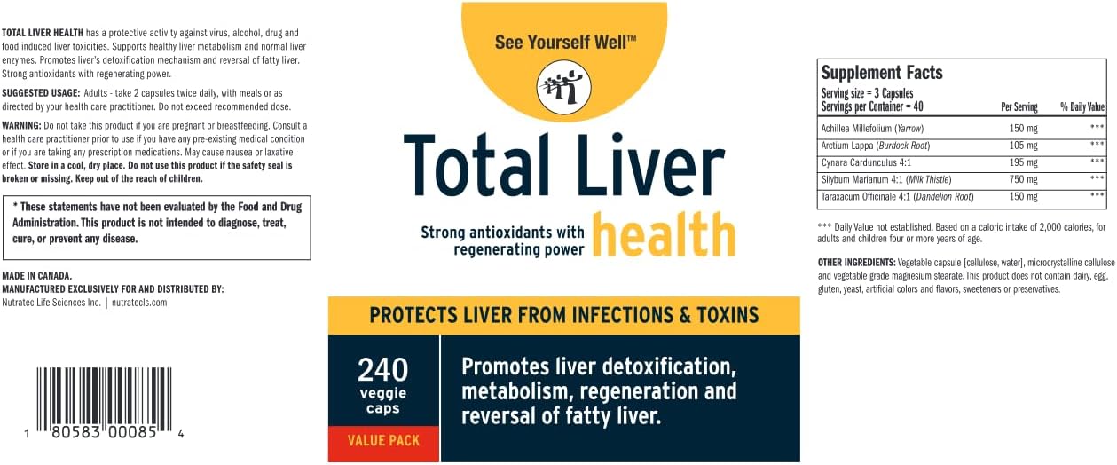 Liver Cleanse & Detox Supplement with Milk Thistle, Dandelion, Yarrow, Burdock Root & Artichoke for Healthy Liver Function