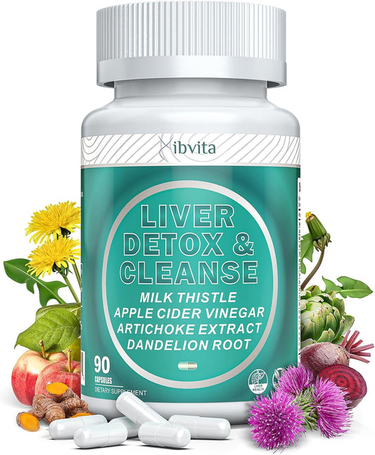 Liver Cleanse Detox Supplement with Silymarin Milk Thistle, Dandelion Root & Artichoke - Liver Health Support for Women & Men - 90 Capsules