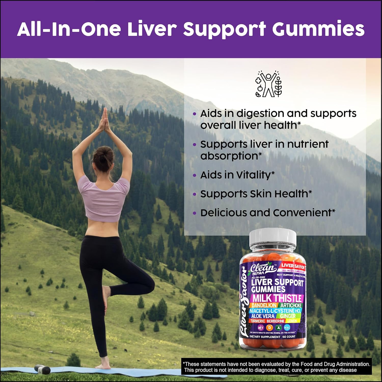 Liver Cleanse Detox Support Gummies with Milk Thistle & More - Clean Nutraceuticals Liver Cleanse Gummy Vitamins with Turmeric, Berberine, and More