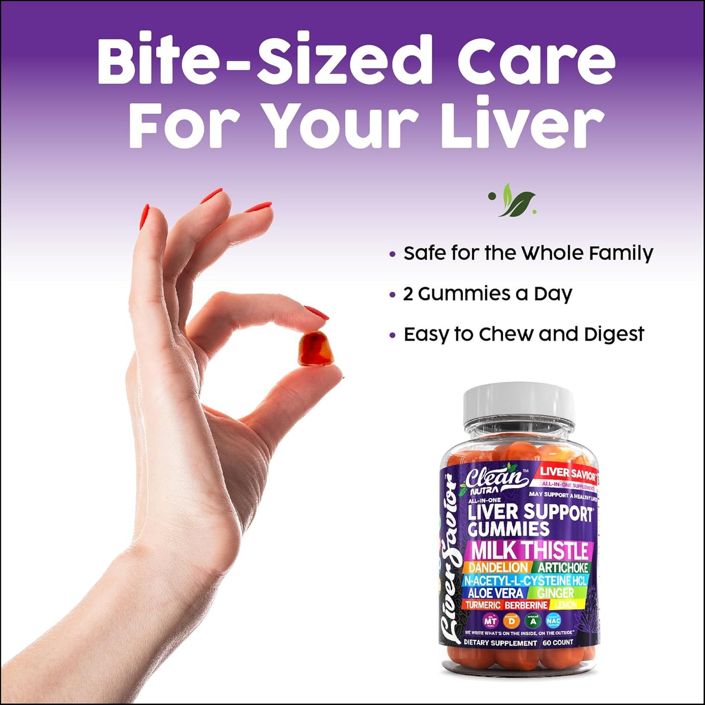 Liver Cleanse Detox Support Gummies with Milk Thistle & More - Clean Nutraceuticals Liver Cleanse Gummy Vitamins with Turmeric, Berberine, and More