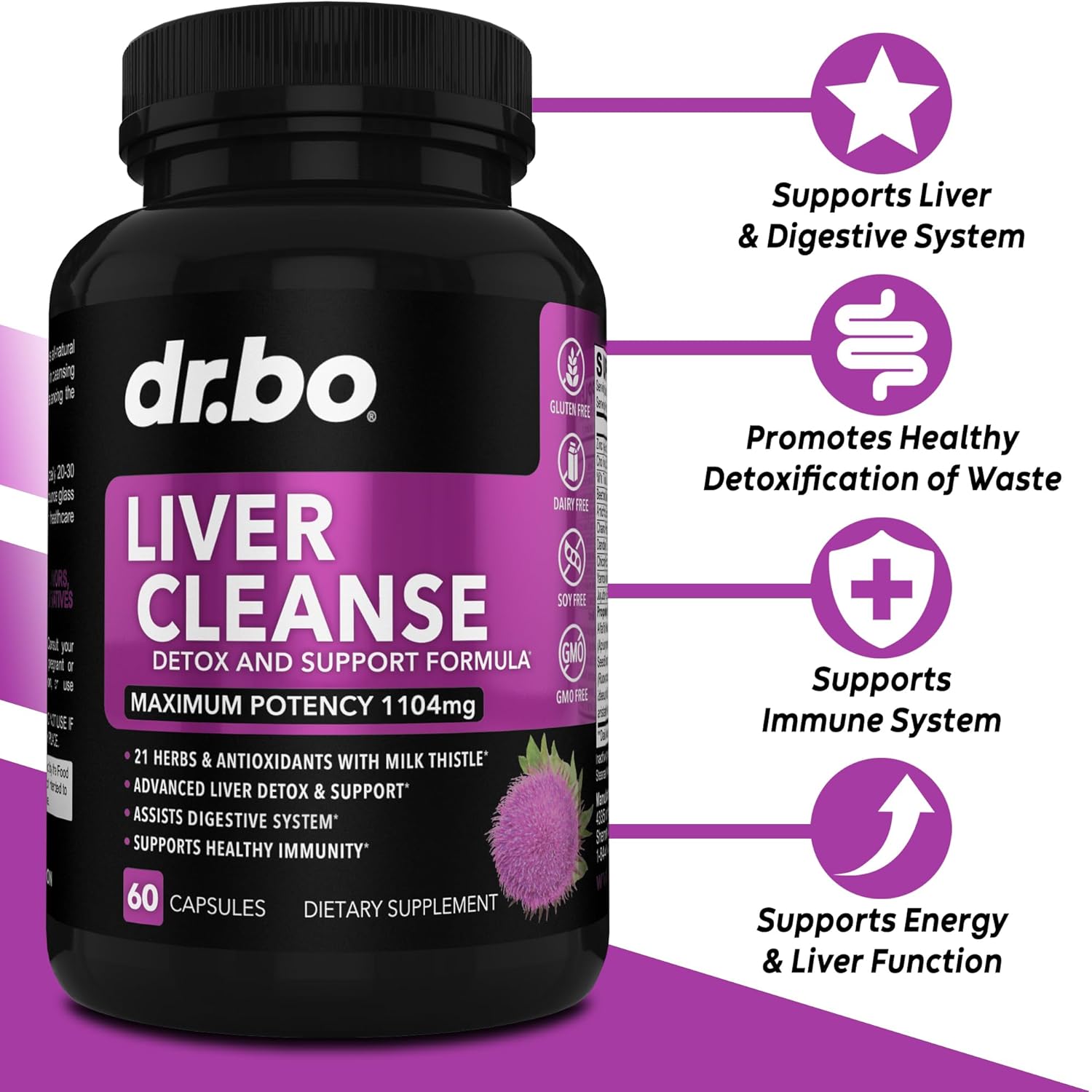 Liver Cleanse Detox Support Supplement with Artichoke, Berberine, Turmeric - Gallbladder Care Formula Capsules, Milk Thistle Dandelion for Complete Health Repair