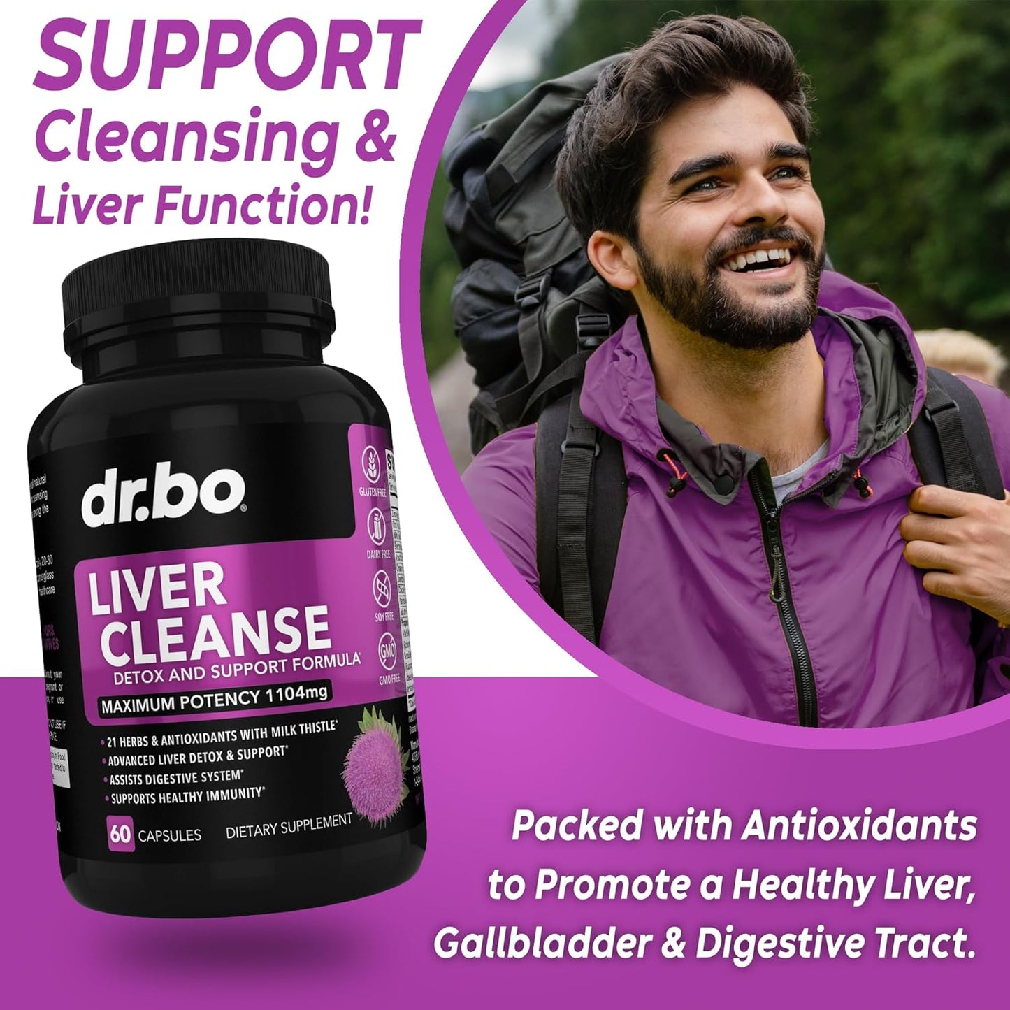 Liver Cleanse Detox Support Supplement with Artichoke, Berberine, Turmeric - Gallbladder Care Formula Capsules, Milk Thistle Dandelion for Complete Health Repair