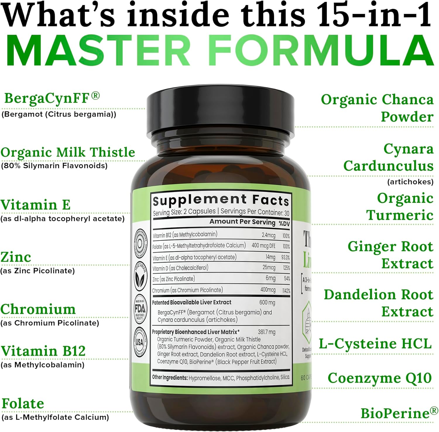 Liver Cleanse & Detox Support Supplement with Organic Ingredients - Zen Nutrients Liver Vitamin for Everyday Liver Health & Repair - Fatty Liver Detox Formula with Bergacyn FF, Milk Thistle, Dandelion Root & Artichoke Extract