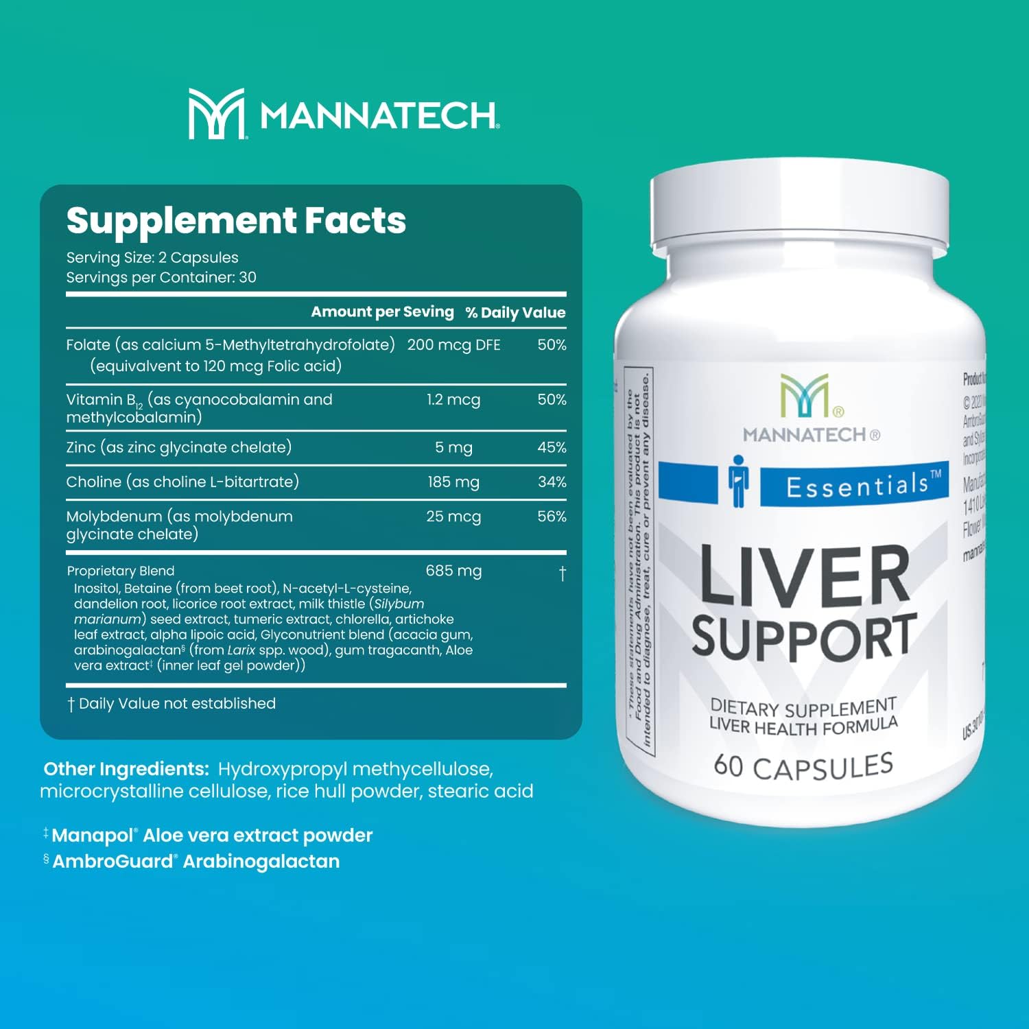 Liver Cleanse Supplement with Inositol, Dandelion, Licorice Root, Milk Thistle, Turmeric & Aloe Vera - Supports Healthy Liver Function - 60 Capsules