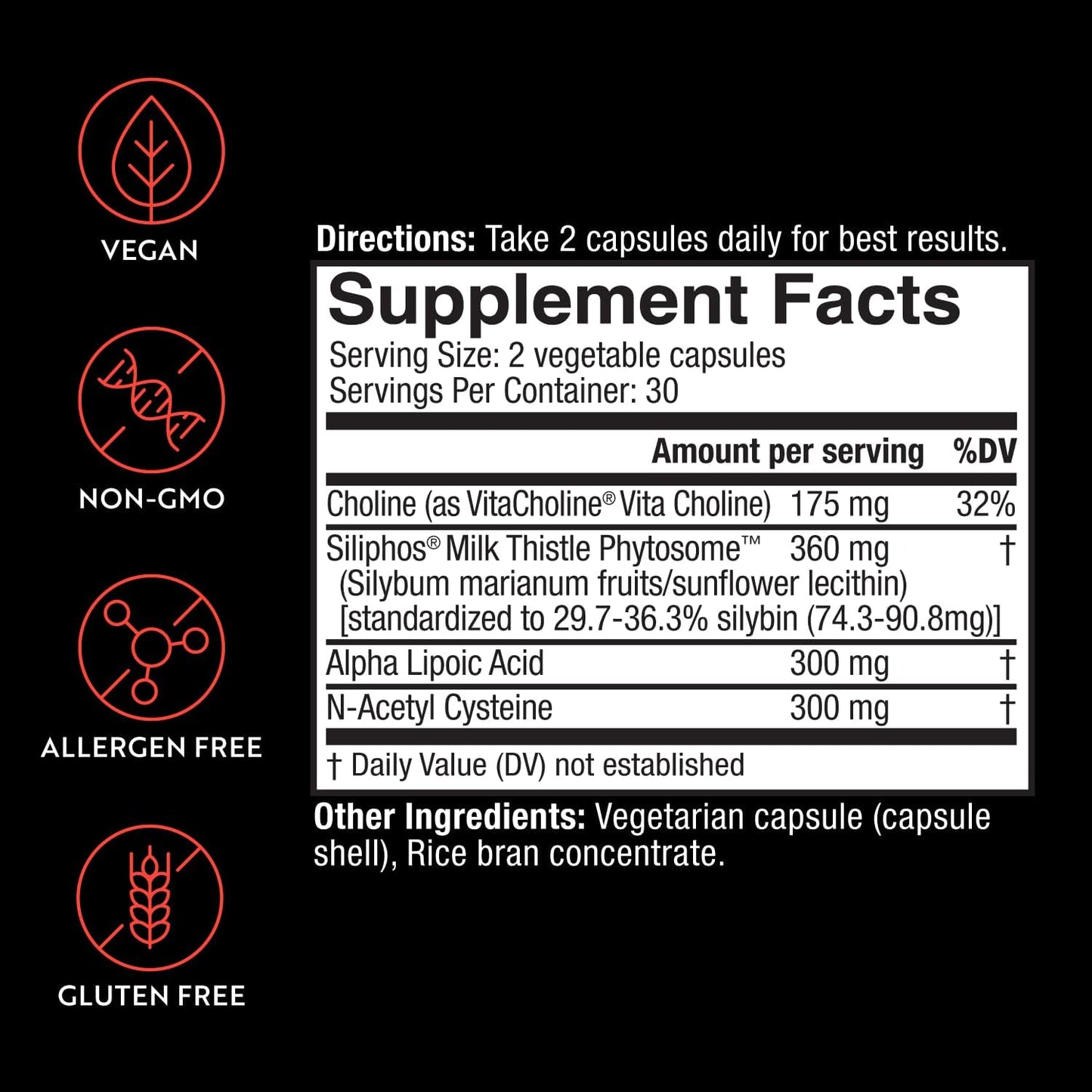 Liver Cleanse Supplement with Milk Thistle, Alpha Lipoic Acid, Choline, NAC - Supports Healthy Liver Function - 60 Veggie Capsules