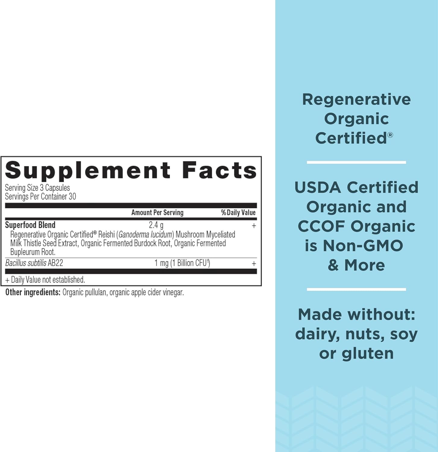 Liver Cleanse Supplement with Milk Thistle, Burdock Root & Reishi - 90 Count, Organic & Gluten Free