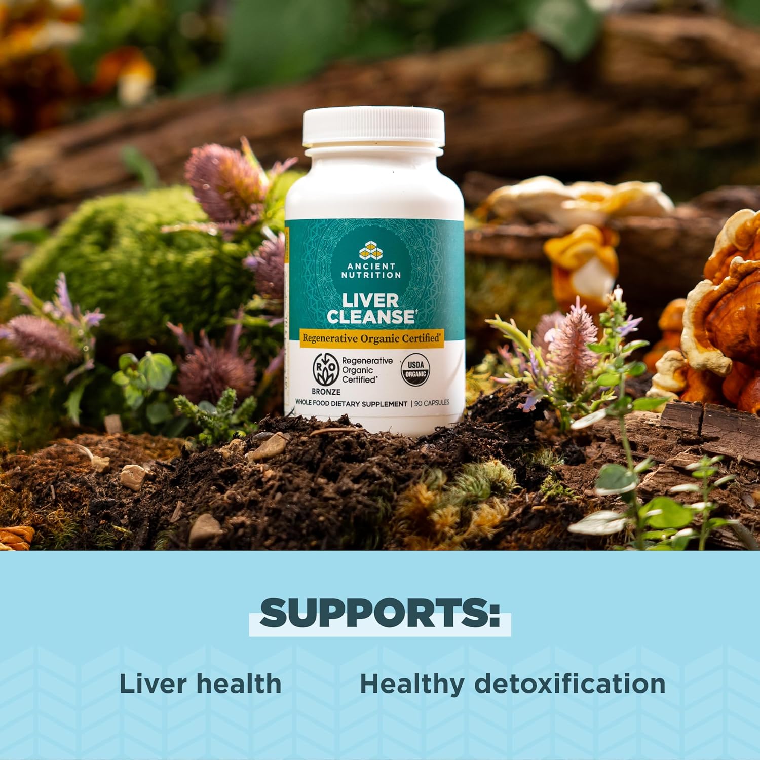 Liver Cleanse Supplement with Milk Thistle, Burdock Root & Reishi - 90 Count, Organic & Gluten Free