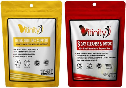 Liver Cleanse Supplements with 25+ Key Ingredients for Craving Support and Liver Health - Kudzu, Milk Thistle, Holy Basil, DHM Natural Cleanse - Gradual Reduction and Replenishment - 30+9 Tabs - Drink-Cleanse Combo