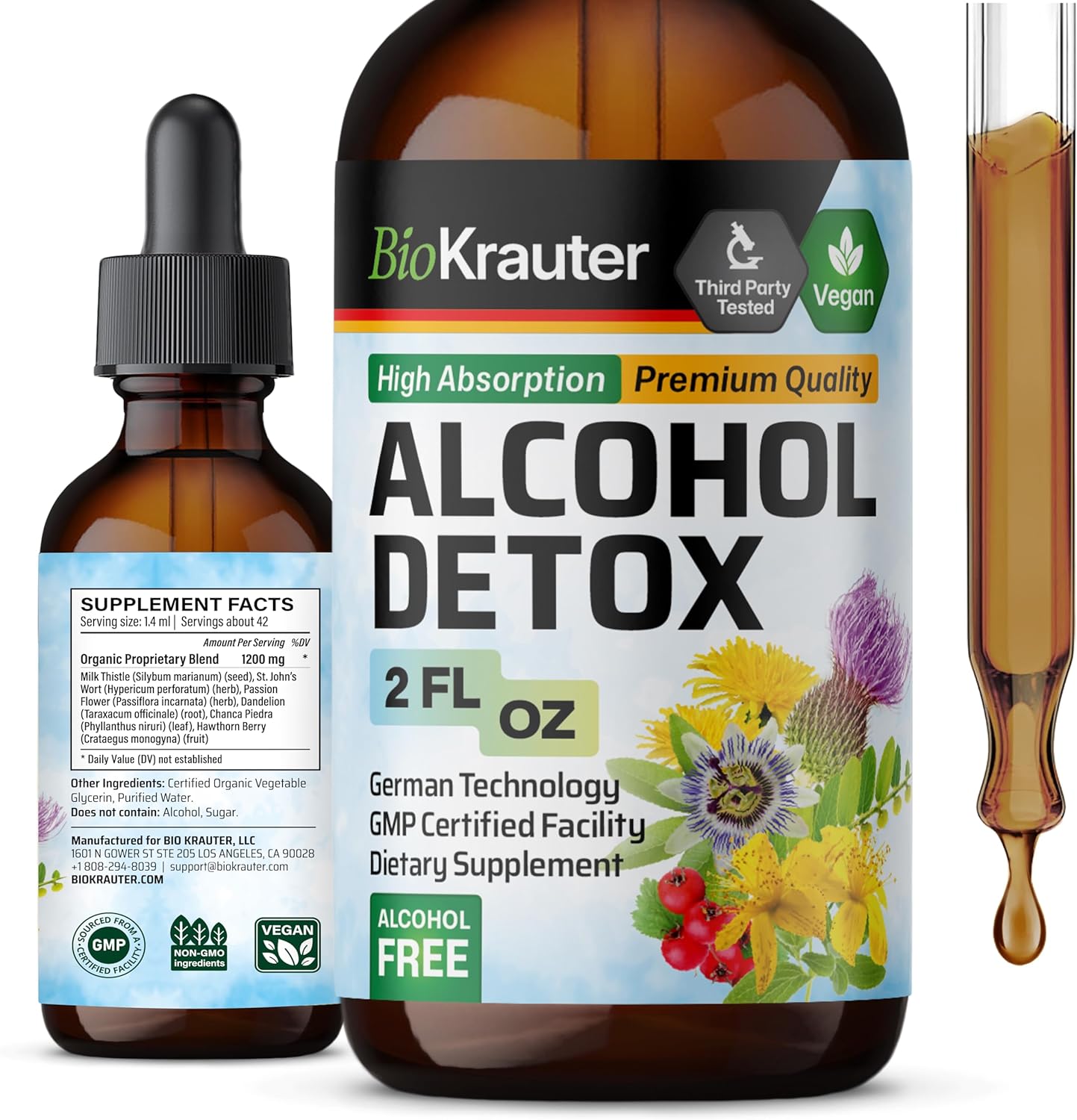 Liver Cleanse Tincture with Milk Thistle & Dandelion - Alcohol Detox Support - Vegan Liquid Extract - 2 Fl.Oz.