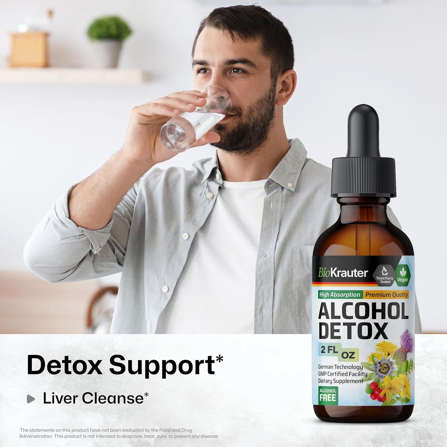 Liver Cleanse Tincture with Milk Thistle & Dandelion - Alcohol Detox Support - Vegan Liquid Extract - 2 Fl.Oz.