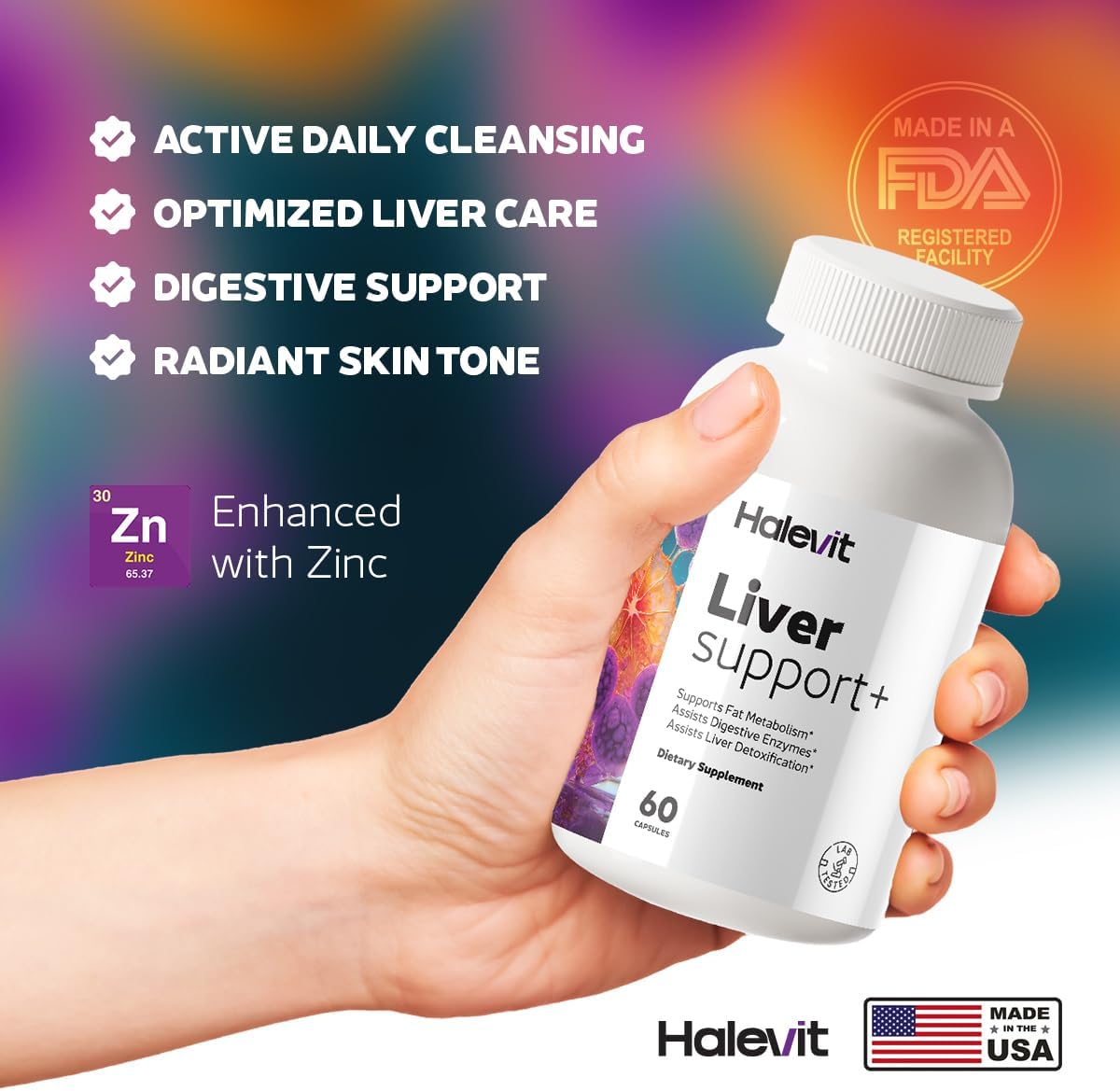 Liver Detox and Cleanse Supplement with Zinc, Choline, Milk Thistle, Beetroot | Third Party Tested Liver Support | USA-Made
