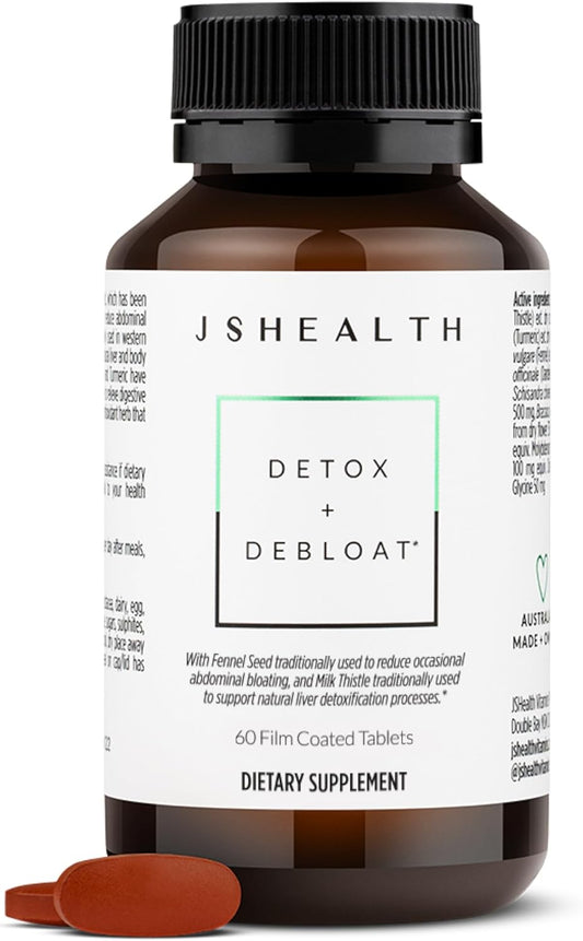 Liver Detox and Debloat Supplement with Milk Thistle, Turmeric, Fennel - 60 Tablets